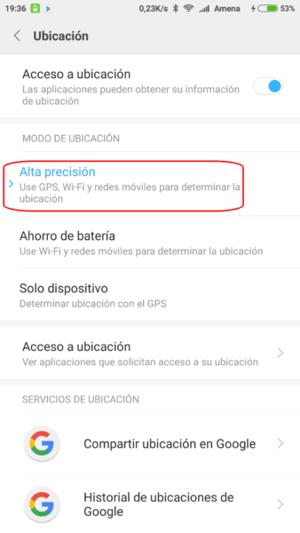Activar alta precisión en GPS