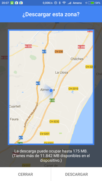 descargar zona desde Google Maps