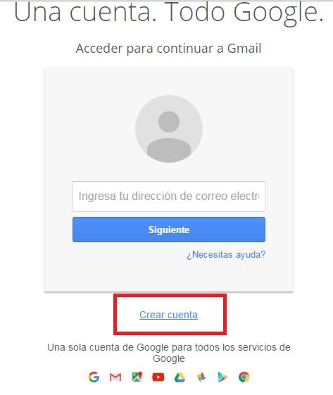 Crear una cuenta de correo electrónico Gmail